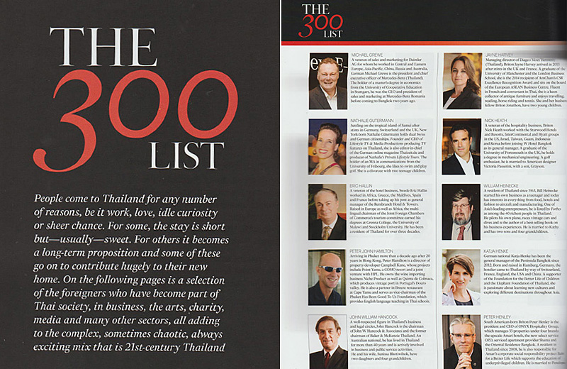 Thailand Tatler Magazine "The 300 List" - Expat Society